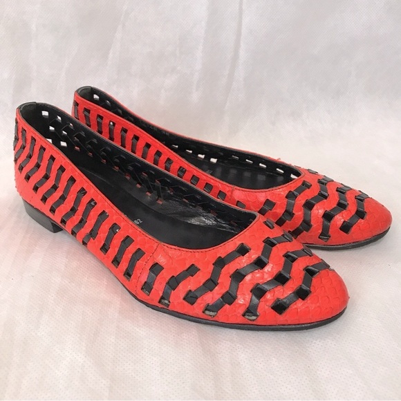 Neon orange woven flats - Picture 4 of 10